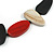 Geometric Melange Red/ White/ Black  Wood Bead Black Cotton Cord Necklace - 94cm L (Max Length) Adjustable - view 4