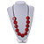 Melange Red Wood Coin Bead Black Cotton Cord Necklace - 84cm L (Max Length) Adjustable - view 2