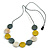 Grey/ Off White/ Dusty Yellow Wood Coin Bead Grey Cotton Cord Necklace - 86cm L (Max Length) Adjustable - view 7