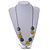 Grey/ Off White/ Dusty Yellow Wood Coin Bead Grey Cotton Cord Necklace - 86cm L (Max Length) Adjustable - view 2