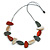 Geometric Melange Orange/ White/ Grey Wood Bead Black Cotton Cord Necklace - 94cm L (Max Length) Adjustable - view 6