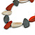 Geometric Melange Orange/ White/ Grey Wood Bead Black Cotton Cord Necklace - 94cm L (Max Length) Adjustable - view 3
