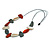 Geometric Melange Orange/ White/ Grey Wood Bead Black Cotton Cord Necklace - 94cm L (Max Length) Adjustable - view 5