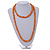 Long Multistrand Twisted Glass Bead Necklace (Orange, Transparent) - 120cm L - view 2