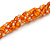 Long Multistrand Twisted Glass Bead Necklace (Orange, Transparent) - 120cm L - view 3