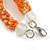 Long Multistrand Twisted Glass Bead Necklace (Orange, Transparent) - 120cm L - view 4