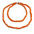Long Multistrand Twisted Glass Bead Necklace (Orange, Transparent) - 120cm L - view 6