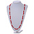 Red/ White Glass Bead Long Necklace - 84cm Long - view 2