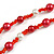 Red/ White Glass Bead Long Necklace - 84cm Long - view 3