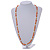 Peach Orange/ White Glass Bead Long Necklace - 84cm Long - view 2