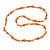 Peach Orange/ White Glass Bead Long Necklace - 84cm Long - view 5