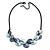 Metallic Blue/ Violet Blue Matte Enamel Leaf Necklace In Black Tone - 40cm L/ 6cm Ext - view 5