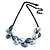 Metallic Blue/ Violet Blue Matte Enamel Leaf Necklace In Black Tone - 40cm L/ 6cm Ext - view 4