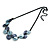 Metallic Blue/ Violet Blue Matte Enamel Leaf Necklace In Black Tone - 40cm L/ 6cm Ext - view 7