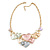 Pastel Multicoloured Matte Enamel Heart Cluster Necklace In Gold Tone - 40cm L/ 6cm Ext - view 3