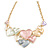 Pastel Multicoloured Matte Enamel Heart Cluster Necklace In Gold Tone - 40cm L/ 6cm Ext
