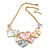 Pastel Multicoloured Matte Enamel Heart Cluster Necklace In Gold Tone - 40cm L/ 6cm Ext - view 4