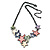 Pastel Multicoloured Matte Enamel Star Cluster Necklace In Black Tone - 40cm L/ 6cm Ext - view 4