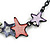 Pastel Multicoloured Matte Enamel Star Cluster Necklace In Black Tone - 40cm L/ 6cm Ext - view 6