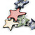 Pastel Multicoloured Matte Enamel Star Cluster Necklace In Black Tone - 40cm L/ 6cm Ext - view 3