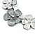 Metallic White/ Metallic Silver Matte Enamel Floral Necklace In Black Tone - 40cm L/ 6cm Ext - view 3