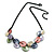 Pastel Multicoloured Matte Enamel Leaf Necklace In Black Tone - 40cm L/ 6cm Ext - view 4