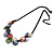 Pastel Multicoloured Matte Enamel Leaf Necklace In Black Tone - 40cm L/ 6cm Ext - view 6