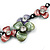 Pastel Multicoloured Matte Enamel Flower Cluster Clear Crystal Necklace In Black Tone - 42cm L/ 5cm Ext - view 5