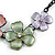 Pastel Multicoloured Matte Enamel Floral Necklace In Black Tone - 40cm L/ 6cm Ext - view 4