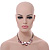 Pastel Pink Matte Enamel Leaf Necklace In Black Tone - 40cm L/ 6cm Ext - view 2