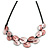 Pastel Pink Matte Enamel Leaf Necklace In Black Tone - 40cm L/ 6cm Ext