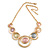 Statement Gold Tone Graduated Hammered Circle Necklace in Pastel Multi - 43cm L/ 6cm Ext - view 3