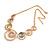 Statement Gold Tone Graduated Hammered Circle Necklace in Pastel Multi - 43cm L/ 6cm Ext - view 7