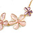 Pastel Pink/ Purple Matte Enamel Flower Cluster Necklace In Gold Tone - 43cm L/ 5cm Ext - view 6