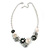 Metallic White/ Metallic Silver Matte Enamel Daisy Cluster Necklace In Silver Tone - 42cm L/ 6cm Ext - view 6