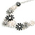 Metallic White/ Metallic Silver Matte Enamel Daisy Cluster Necklace In Silver Tone - 42cm L/ 6cm Ext - view 4