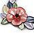 Pastel Multicoloured Matte Enamel Poppy Flower and Leaf Necklace In Black Tone - 45cm L/ 6cm Ext - view 5
