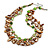 3 Strand Brown/ Green Shell Nugget and Topaz Crystal Bead Necklace with Silver Tone Closure - 50cm L/ 6cm Ext - view 3
