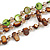 3 Strand Brown/ Green Shell Nugget and Topaz Crystal Bead Necklace with Silver Tone Closure - 50cm L/ 6cm Ext - view 4