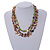 3 Strand Brown/ Green Shell Nugget and Topaz Crystal Bead Necklace with Silver Tone Closure - 50cm L/ 6cm Ext - view 2