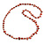 Long Coral Red Shell/ Light Topaz Glass Crystal Bead Necklace - 115cm L - view 4