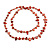 Long Coral Red Shell/ Light Topaz Glass Crystal Bead Necklace - 115cm L - view 5