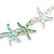 Pastel Green/ Mint/ Light Blue Hammered Enamel Starfish Necklace in Silver Tone - 42cm L/ 6cm Ext - view 3