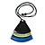 Black/ Mint/ Blue Geometric Triangular Wood Pendant with Long Black Cotton Cord Necklace - 9cm L Pendant/ 100cm L/ (max length) - Adjust - view 5