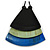 Black/ Mint/ Blue Geometric Triangular Wood Pendant with Long Black Cotton Cord Necklace - 9cm L Pendant/ 100cm L/ (max length) - Adjust