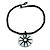 Mother Of Pearl Round Pendant with Twisted Glass Bead Necklace in Black/ White - 44cm L/ 50mm Diameter - view 3