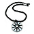 Mother Of Pearl Round Pendant with Twisted Glass Bead Necklace in Black/ White - 44cm L/ 50mm Diameter - view 4