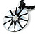 Mother Of Pearl Round Pendant with Twisted Glass Bead Necklace in Black/ White - 44cm L/ 50mm Diameter - view 7