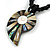 Mother Of Pearl Shell Shape Pendant with Twisted Glass Bead Necklace in Black/ Beige - 44cm L/ 55mm L Pendant - view 8