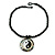 Mother Of Pearl 'Yin Yang' Round Pendant with Twisted Glass Bead Necklace in Black - 44cm L/ 50mm Diameter - view 3